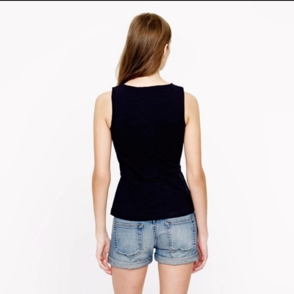 NWOT J.crew Navy Blue Ponte Sleevess Zip back Stretch Peplum Top | sz Small - Picture 4 of 15